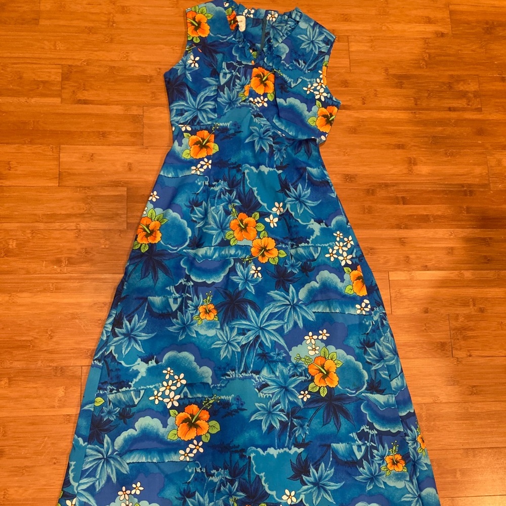 Size 8 vintage royal hawaiian long maxi dress tiki